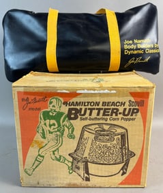 Pair Joe Namath 60s-70s Advertising Items: Hamilton Beach Butter Up & Body Builders by Dynamic