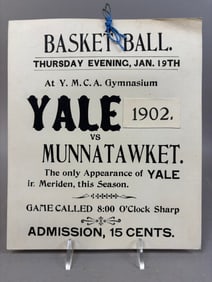 Yale vs Munnatawkat 1902 Basketball Game Cardstock Advertising Sign