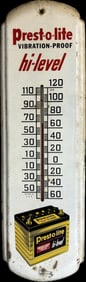 Prest-O-Lite Hi-Leveal Battery SST 1960s Advertising Thermometer