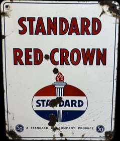 Standard Red Crown SSP Porcelain Pump Plate Sign