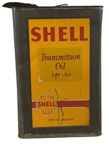 Shell Transmission Oil 5 Gallon 1920s Square Motor Oil Can