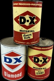 Lot 3 DX Metal Quart Cans Heavy Duty, w/ Extrinol & Diamond