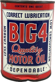 Big 4 Quality Motor Oil Full 1 US Metal Quart Can