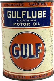 Gulf Checkered Gulflube Motor Oil Quart Can
