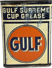 Gulf Supreme Cup Grease 5Lb Square 1920s Can