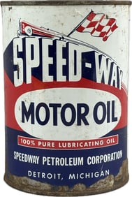 Speed-Way Motor Oil Full Quart Can by Speedway Petroleum Detroit Michigan