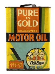 Pep Boys Medium Sae 30 Pure As Gold 2 Gallon Square Motor Oil Can