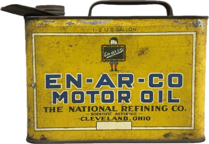 En-Ar-Co Motor Oil Slim 1/2 Gallon Can Cleveland Ohio