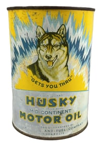 Husky Mid Continent Motor Oil Yellow Metal Quart Can