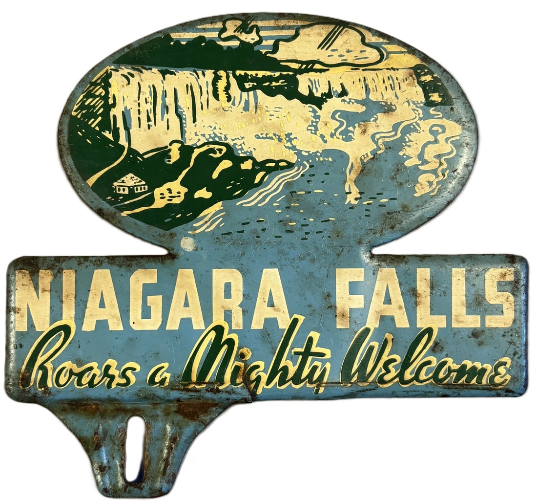 Niagara Falls Roars A Mighty Welcome License Plate Topper: 6.5" x 4.5"
