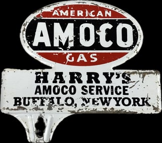 Harry's Amoco Service Buffalo New York American Gas License Plate Topper