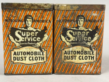 Pair Super Service Automobile Dust Cloth Cans For Motoring America