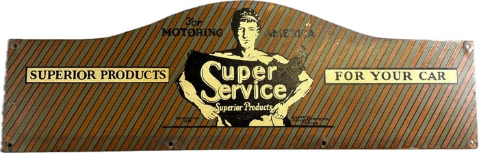 Super Service Superior Products 1927 Chicago Rack Topper Advertising Sign