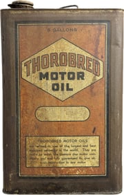 Thorobred Motor Oil 1920s 5 Gallon Square Can