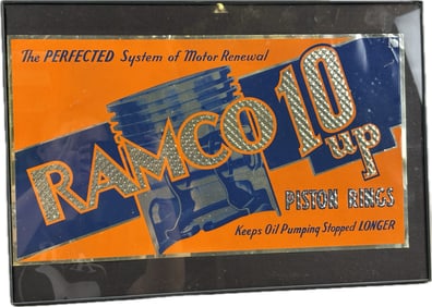 Ramco 10 Up Piston Rings SST Punched Tin Advertising Sign