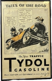 Tydol Gasoline Tales Of The Road Framed Cardboard 1920s Poster