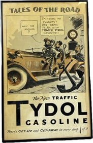 Tydol Gasoline Tales Of The Road Framed Cardboard 1920s Poster