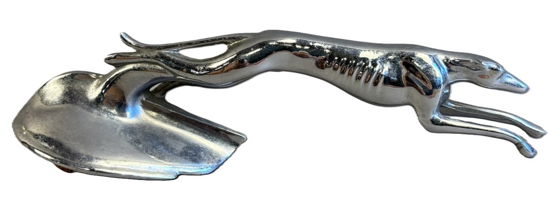 Antique 1930s Lincoln Greyhood Original Hood Ornament Mascot: 9" x 3.5" - great original condition as shown.