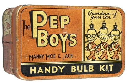 Pep Boys Handy Bulb Kit w/ Cornell Tires Advertising Tin Can