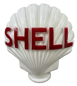 Shell 1930s Original Embossed Milk Glass Bowser Gas Pump Globe