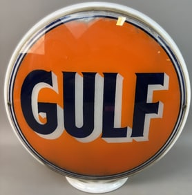Gulf Original Gas Pump Globe w/ Milk Glass Body