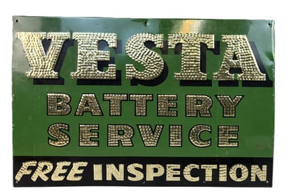 Vesta Battery Service Free Inspection Punched SST Sign