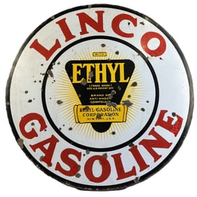 Linco Ethyl Gasoline DSP 30" Porcelain Curbside Sign