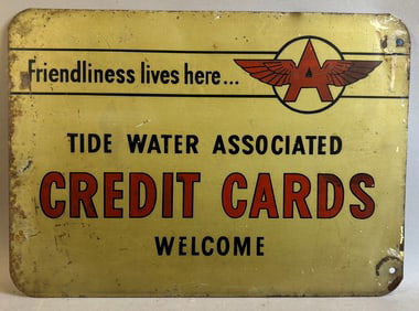 Flying A Tide Water Associate Credit Cards Welcome DST Metal Sign