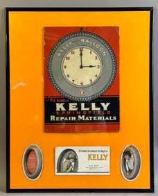 Framed Lot Kelly Springfield Balloon Tires 1920s Cardboard Sign Blotter & Diecuts