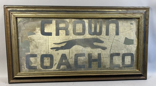Antique Crown Coach Co Original Framed Canvas Advertising Sign