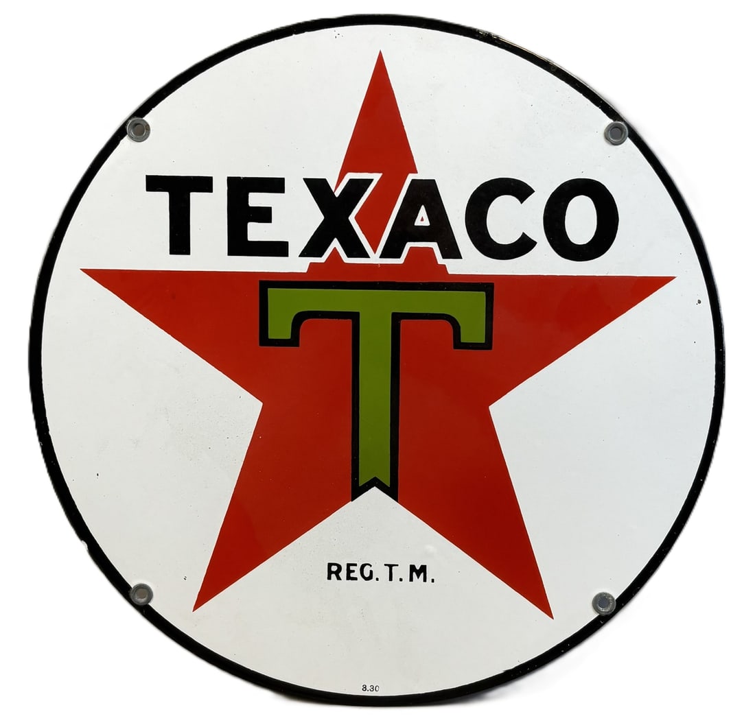 Texaco 1930s SSP 15" Dated 3-30 Lubester Porcelain Sign (1 of 8)