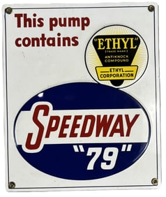 Speedway "79" SSP Embossed Porcelain Pump Plate Sign