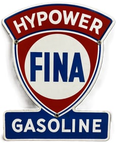 Fina Gasoline Hypower SSP Porcelain Pump Plate Sign