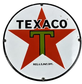 Texaco 1930s SSP 8" Porcelain Lubester Sign