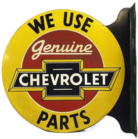 Chevrolet Genuine Parts DST Original 1940s Metal Flange Sign