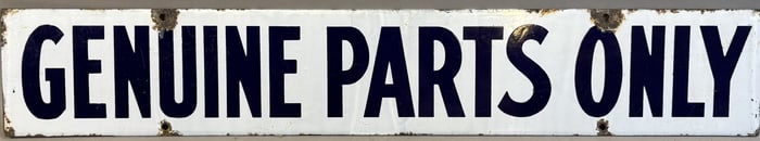 Genuine Parts Only SSP Porcelain Strip Advertising Chevrolet Sign