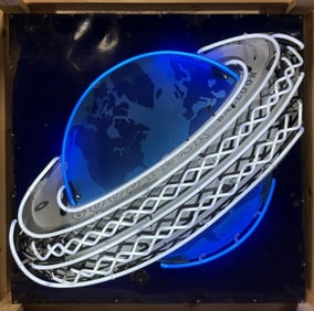 Goodyear Around The World SSP Porcelain Neon Tire Advertising Sign
