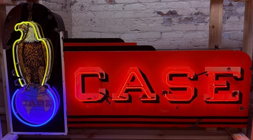 Case Eagle Original SSP Porcelain Advertising Neon Dealer Sign