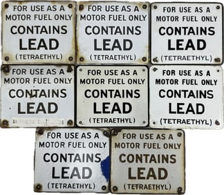 Lot 8 Original SSP Porcelain Contains Lead Gas Pump Signs