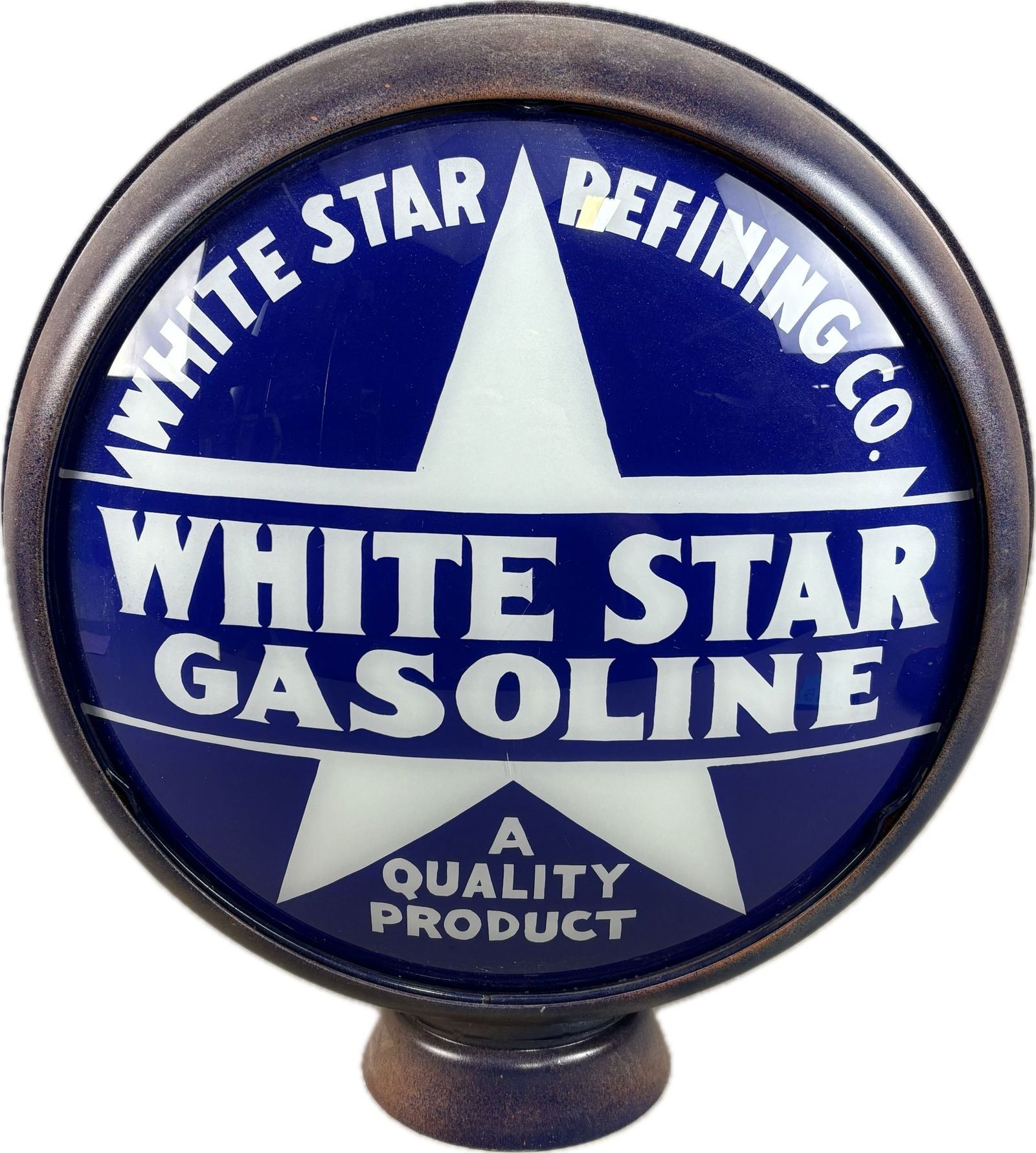 Restored White Star Gasoline Gas Pump Globe w/ Metal Body (1 of 16)