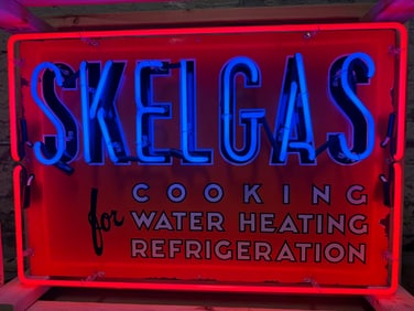 Skelgas Skelly Cooking Water Heating SSP Porcelain Neon Advertising Sign