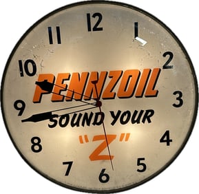 Pennzoil Sound Your Z 20" Lighted Advertising Pam Clock Works