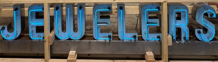 Jewelers Stainless Steel 1950s Lansing Michigan Neon Advertising Sign