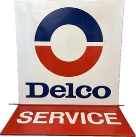 Delco Service DST NOS Swinger Metal Advertising Signs