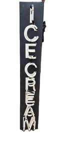 1950s Ice Cream Double Sided Metal Neon Advertising Parlor Sign