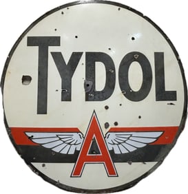 Tydol Flying A Gasoline 6' DSP Porcelain Advertising Sign