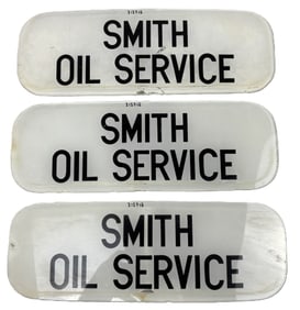 Smith Oil Service Lot 3 Original 1950s Gas Pump Ad Glass Signs