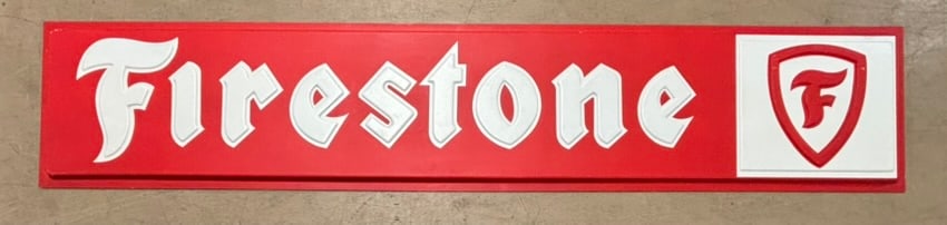 Firestone Plastic Embossed Tire Shop Advertising 107" x 21" x 1.5": 107" x 21" x 1.5"