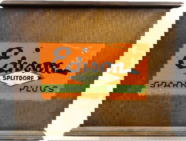 Edison Splitdorf Spark Plugs 1920s Wooden Advertising Store Display