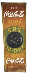 Coca Cola Ice Cold Gas Today Pricer Self Framed Advertising Sign